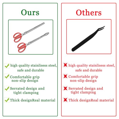 2pcs Snake Feeding Tongs, 15 inch Snake Hook Snake Grabber Tool Snake Stick Reptile Tongs for Bearded Dragon Snake Reptile Gecko Tank Accessories Terrarium Supplies