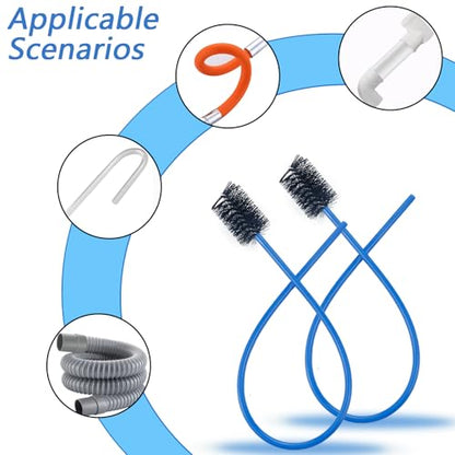 2 PCS Condensate Flexible Drain Brush, 15.7 in Nylon and PVC Drain Line Cleaning Brush, Keep Condensate Traps Clean, for AC Condensate P Trap, Dirt Clean Condensate Drain Trap - style: 2 PCS 15.7 In