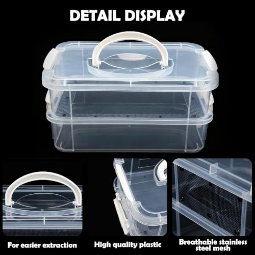 1 Pack Mealworms Breeding Kit Mealworms Keeper with Tweezers to Breed Mealworms Super Worms Crickets Dubia (Side Ventilation Style)