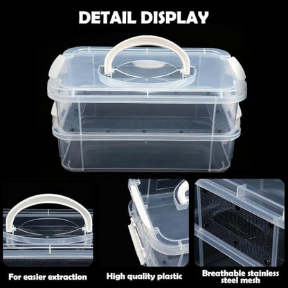 1 Pack Mealworms Breeding Kit Mealworms Keeper with Tweezers to Breed Mealworms Super Worms Crickets Dubia (Side Ventilation Style)