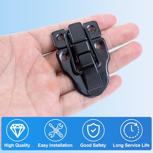 2 Pcs Small Hasp Latches for Wooden Boxes, Toggle Box Buckle Latch Lock Replacement, Duckbilled Chest Latches for Cabinet Storage Road Case Guitar Case Door Latch Hardware
