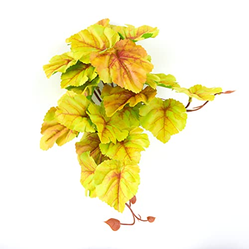 Yellow Reptile Terrarium Plants Fake Heuchera Hanging Suction Décor | Tank Decor Fits Gecko Lizard Amphibian Habitat - color: Fake Heuchera Micrantha Yellow