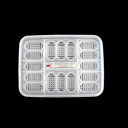 Still Awake Reptile Egg Incubator Professional Hatcher Hatching Box Case Tray Plastic Breeding Incubator for Hatching Snake,Lizards, Reptiles,Gecko(16 Slots Without Thermometer)