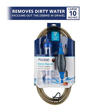 Aqueon Siphon Vacuum Gravel Cleaner With Bulb Large - 10 Inches | Aquarium vacuum gravel cleaner, 6 foot flexible hose with bucket clip, ideal for aquariums 15 to 55 gallons - size: Large - 10 Inches, style: With Bulb