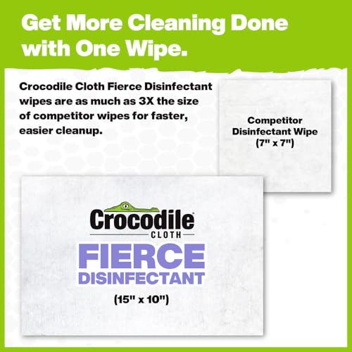 Crocodile Cloth Fierce Disinfecting Cleaning Wipes, 12 Packs, 480 Count | Multi-Surface Disinfectant For Kitchens, Bathrooms, Offices & Schools - size: 40 Count (Pack of 12)