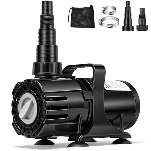 VIVOHOME 120W Pond Pump, 800-2100GPH Adjustable Flow Submersible Water Pump | Stepless Flow Control, 16ft Max Lift, 180° Seamless Adjustable Nozzle, Barrier Pump Bag, 20ft Power Cord - size: 800-2100GPH