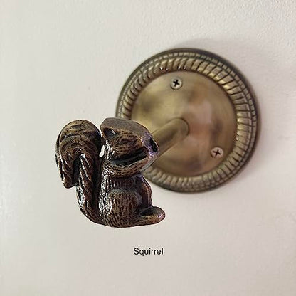 Animal Hook, Curtain Hold Back, Tie Back, Jewellery Hook, Antique Brass, Iron (Squirrel) - style: Squirrel