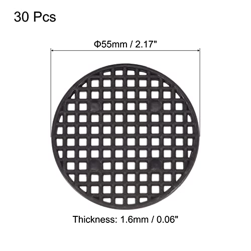 MECCANIXITY 30 Pcs Flower Pot Hole Mesh Pad 2.2" Invisible Rigid Round Plastic Bottom Grid Drainage Screens Prevent Soil Loss for Flower Plant, Bonsai Black - size: 2.2 inches