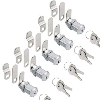 Cabinet Cam Locks Keyed Alike, 1-1/8” Cylinder Cam Locks for Tool Box RV Compartment Mailbox Vending Machine Drawer File Cabinet, Fits 7/8” Max Panel Thickness, Chrome Finish with 3 Cams and 2 Keys - size: 1-1/8 Inch
