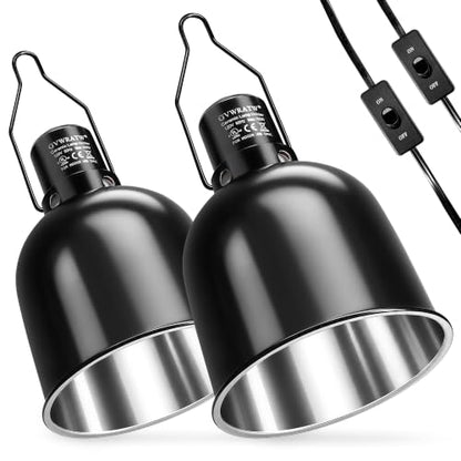 Happy Herps 5.5" Deep Dome for Reptile Light/Heat Lamp/UVB Light,2-Pack | Independent switch, E26 ceramic socket, aluminum reflector, fully assembled, fits glass terrariums, 160W max - size: 5.5IN-2 Pack