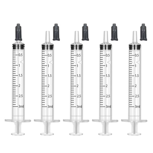3ml Syringe with Measurement for Scientific Labs, Feeding Pets, Refilling and Measuring Liquids,Dispensing,with Cap (5PCS, 3ml) - size: 5PCS-3ml