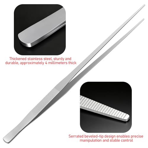 18.9 inch Aquarium Tweezers, Extra Long Feeding Tongs, Stainless Steel Aquascaling Tools for Fish Aquariums, Terrariums, Reptile Snake Feeding and Care(2 Pcs)