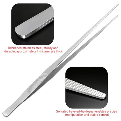 18.9 inch Aquarium Tweezers, Extra Long Feeding Tongs, Stainless Steel Aquascaling Tools for Fish Aquariums, Terrariums, Reptile Snake Feeding and Care(2 Pcs)