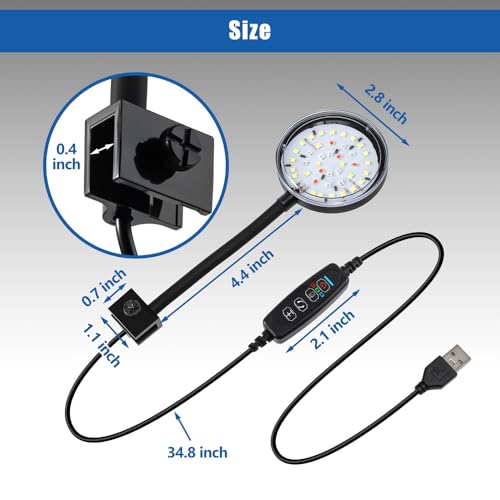 Clip On Aquarium Light 8W LED Fish Tank Light with Full Spectrum & Dimmable Brightness Timing USB Moving Aquarium Lamp for 1-5 Gallon Betta Fish Tanks - color: Clip Light(Dimmer and Timmer)