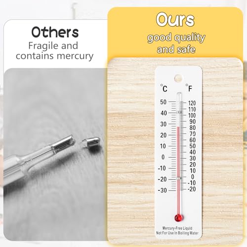 Maitys 10 Pcs Science Thermometers Mercury Free Student School Supplies Boiling Point Dual Scale Thermometers for Classroom Teaching Tools (White) - color: White