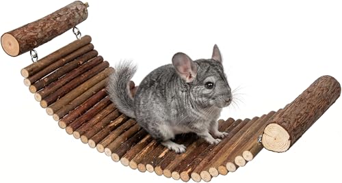 Chinchilla Wooden Ladder Bridge Platform Toy, Chinchilla Suspension Bridge, Small Animal Climbing Toys for Hamsters Sugar Glider Squirrel Gerbils Rat