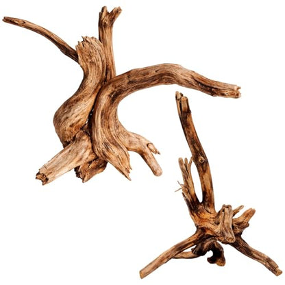 CZFSWT 2Pcs Driftwood for Aquarium, 3.93-5.9" Driftwood Decor, Drift Wood for Fishtank Suitable for Fish Tank Decorations and Reptile Habitats