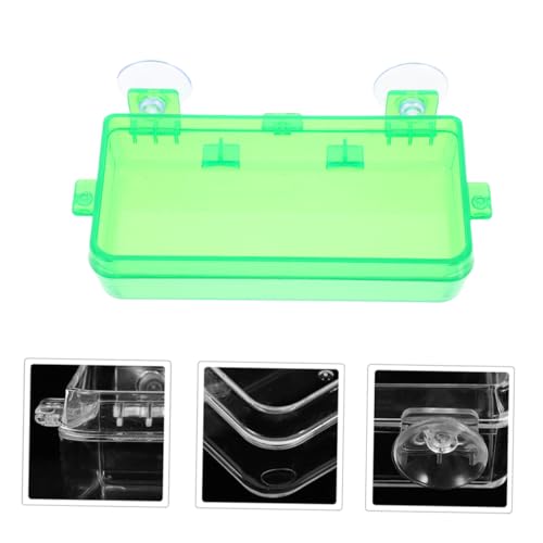 HANABASS Reptile Feeding Dish Bowl with Suction Cup Dual-Purpose Food and Water Container for Chameleons Geckos Bearded Dragons and Lizards Escape Prevention Design Sturdy Material Green - color: Light Green, size: 13.50X6.50X3.50CM