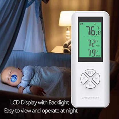 DIGITEN Wireless Temperature Controlled Outlet, Digital Plug-in Thermostat with Remote Control, Built-in Temp Sensor, Heating & Cooling for A/C, Fans, Heaters (Remote Detects Temperature)
