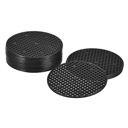 MECCANIXITY Flower Pot Hole Mesh Pad 3.3 Inch Bonsai Plant Bottom Round Plastic Soil Grid Screen Mat, Black Pack of 20 - size: 3.3"