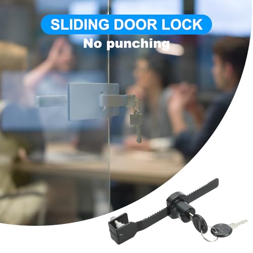 PATIKIL Sliding Glass Cabinet Lock, 4Pcs Keyed Alike Showcase Lock Chrome Finish Ratchet Lock No Drill Glass Door Lock for 5-10mm Glass Door, Black - style: Keyed Alike