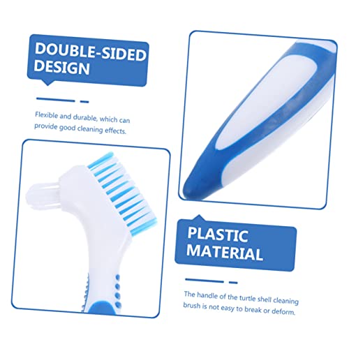 YARNOW 2pcs Turtle Shell Cleaning Brush Double-Headed Design for Dirt Removal Comfortable Non-Slip Handle Aquatic Tortoise Care - color: Blue