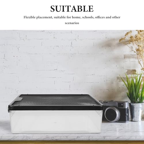 Reptile Terrarium Tank and Breeding Box with Black Frame, Anti-Escape Plastic Enclosure for Snakes, Frogs, Turtles, and Small Pets, Ventilated Habitat Suitable for Reptile Pet Care