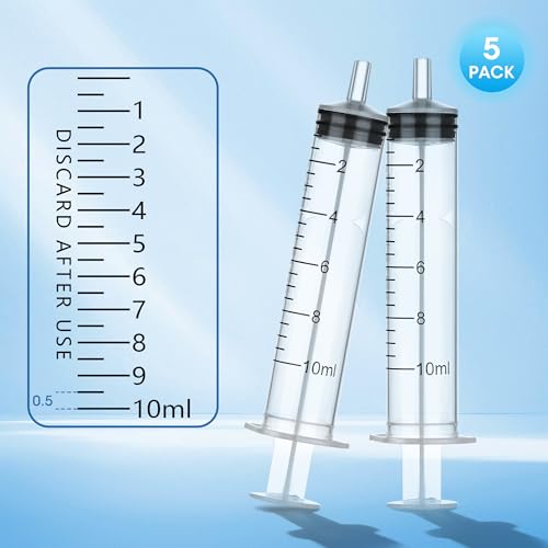 10ml Oral Syringe with Caps for Liquids, Individually Wrapped, 5 Pack | 10cc Syringes without Needle for Scientific Labs, Jello Shot, Measurement, Dispensing - style: 10cc