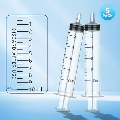 10ml Oral Syringe with Caps for Liquids, Individually Wrapped, 5 Pack | 10cc Syringes without Needle for Scientific Labs, Jello Shot, Measurement, Dispensing - style: 10cc