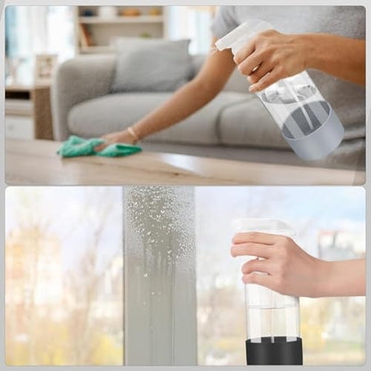 Worldgsb 2 Pack Glass Spray Bottles with Silicone Sleeve, 16 oz Empty Refillable Containers with Adjustable Spray Nozzles, Spray Bottles for Hair, Cleaning Solutions and Plants Black&Grey - color: Black&Grey