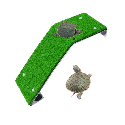 alfyng Small Lawn Turtle Resting Basking Platform, Simulation Grass Tortoise Ramp Reptile Ladder Resting Terrace Aquarium Turtle Dock for Reptile Frog Terrapin - color: S