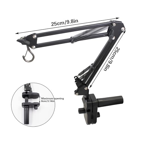 Reptile Clip Heat Lamp Stand, Adjustable Heating Light Holder with 360°Swing Arm, Suitable for Fish Tank, Terrarium Dome Bearded Enclosure, Turtles (Black)