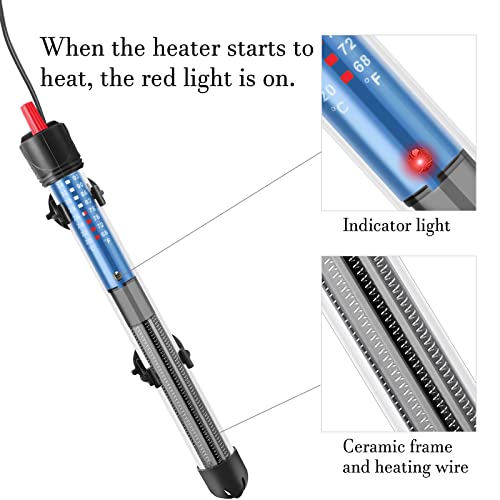 50W 100W 300W Submersible Aquarium Heater, Adjustable Glass Water Heater for 5 – 70 Gallon Fish and Turtle Tank (300W for 35-70 Gallon) - size: 300W for 35-70 gallon