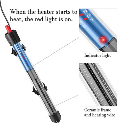 50W 100W 300W Submersible Aquarium Heater, Adjustable Glass Water Heater for 5 – 70 Gallon Fish and Turtle Tank (300W for 35-70 Gallon) - size: 300W for 35-70 gallon