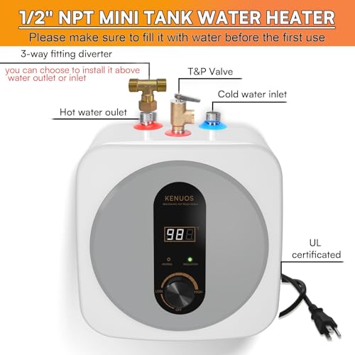 Under Sink Instant Hot Water Heater 2.5 Gallon Water Heater Digital Display Household 120V 1500W Mini Tank Water Heater,RV Small Water Heater with Updated Pressure Release Vavle - color: Gray