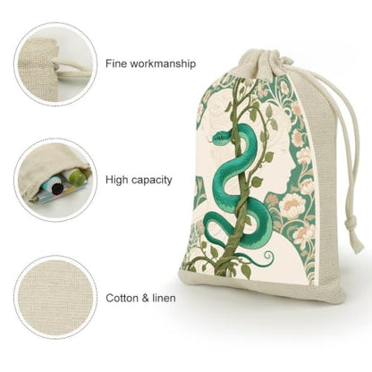 NLLZZ 8 Pack Snake Linen Burlap Bag with Drawstring for Party | 5x7 Inch Small Natural Jewelry Pouch, Reusable Produce Sachet Bag for Tea Herb Coffee, Gift Wrap for Wedding Christmas