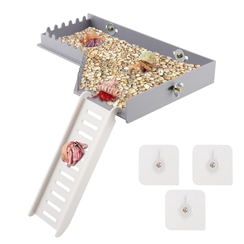 Hermit Crab L-Shaped Plat-Form with Ladder, No-Drill Climbing Plat-Form with Ramp, Hermit Crab Climbing Toys Habitat Tank Accessories