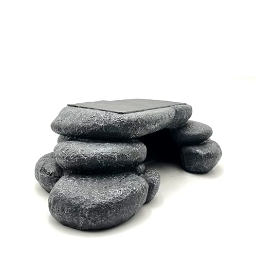 Large Bearded Dragon Basking Platform, Lizard, Snake or Reptile Hide with Heat Storage Slate Stone, 12.6x7x3.5 inch Oversized Gecko Hide Cave - size: L / 12.6x7x3.5 inch