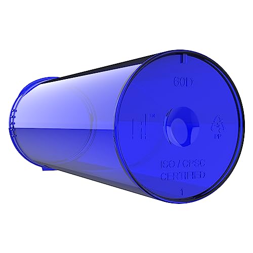 60 Dram CR Plastic Packaging Pop Top Containers - Child Resistant Travel Holder Vial Bottles - 75 qty (Translucent Blue) - color: Translucent Blue