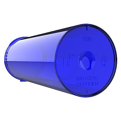 60 Dram CR Plastic Packaging Pop Top Containers - Child Resistant Travel Holder Vial Bottles - 75 qty (Translucent Blue) - color: Translucent Blue