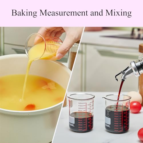 High Borosilicate Glass Measuring Cup-V-Shaped Spout,120ml(4OZ) Glass Measuring Beaker for Kitchen or Restaurant, Easy to Read(Pack of 2) - size: 120ml (4oz) - Pack of 2