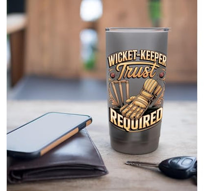 Wicket Keeper Trust Required Cricket Stainless Steel Insulated Tumbler - color: Brushed Steel