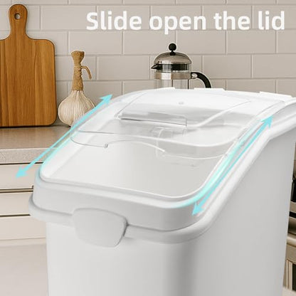 Ingredient Storage Bin,31 Gallon Dispenser Bin with Scoop for Dry Food, Sugar, Baking Supplies,Kitchen Rice Cereal Flour Bin,BPA Free,Pet Food Storage Container,Dog Cat Birds Food (31 Gallon) - size: 31 Gallon