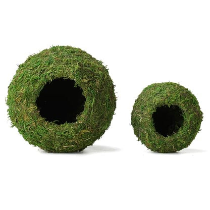 USMOLA Mossy Caves, Artificial Green Moss Caves Hide for Pet Reptile Frogs and Snakes, Terrarium & Vivarium Decor, Crested Gecko Tank Decor (6" - Woodland Green)