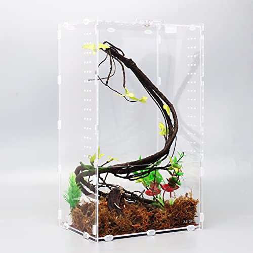 Aiicioo Micro Habitat Terrarium Enclosure 8x6x14 Inches Tarantula Enclosure Box Insect Habitat Clear Acrylic Reptile Feeding Tank for Jumping Spiders Insect Small Tree Dwelling Reptiles - size: 8x6x14 Inches