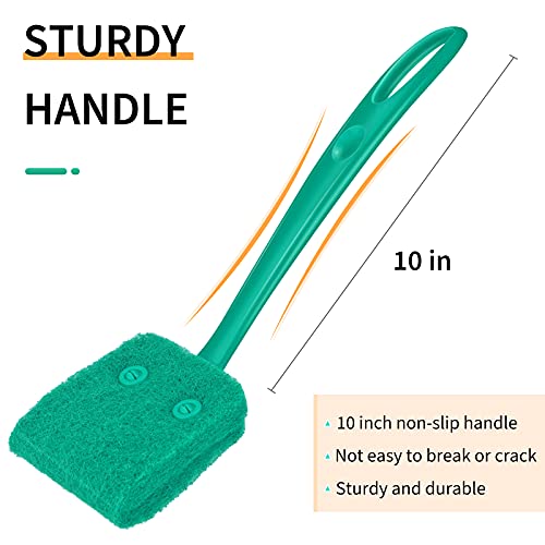 Pawfly Fish Tank Cleaning Tools Aquarium Algae Scraper Sponge Brush Cleaning Scrubber with 10 inch Non-Slip Handle for Glass Fish Tanks