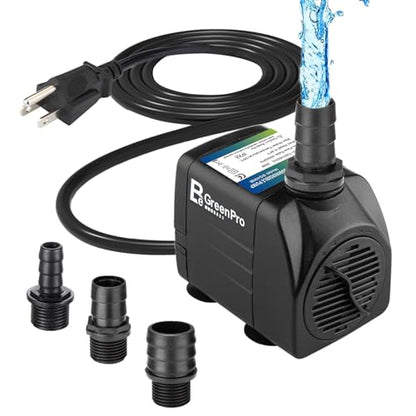 550GPH Submersible Water Pump(2000L/H 30W), Adjustable Ultra Quiet Fountain Pump with 4 Nozzles 7.2ft High Lift for Aquarium, Fish Tank, Pond, Waterfall, Outdoor, Hydroponics - size: 550GPH