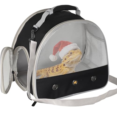 Ventilation Carrier for Bearded Dragon,Guinea Pig Carrier,Guinea Pig Carrier for 2,Reptile Travel Carrier for Lizards Sugar Glider Hedgehog Rat Parrot Birds,Airline Approved Black - color: Black