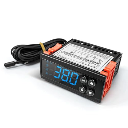 12V DC Digital Refrigeration Thermostat with Automatic Defrost | 30A Cooling Controller with Built-in 10A Defrost Relay for Beverage Cooler, Freezer, Refrigeration Equipment