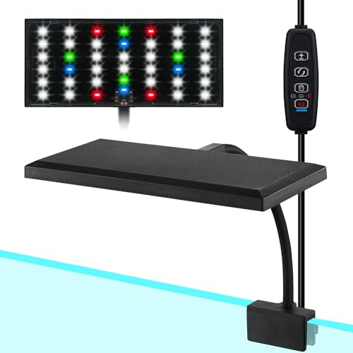 Clip On Aquarium Light with Timer for 3 to 8 Gal Fish Tank (Dimmable Full Spectrum LED) USB Moving Lamp for Open Terrarium (Adapter NOT Included), Black, DM-USBLIGHT+T02